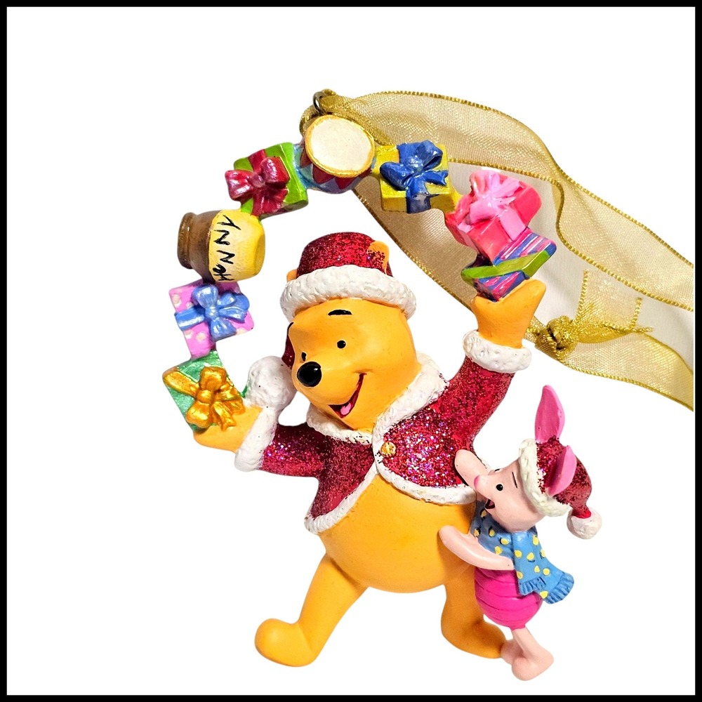 Danbury Mint Disney Winnie the Pooh Christmas Ornament with Piglet and Presents